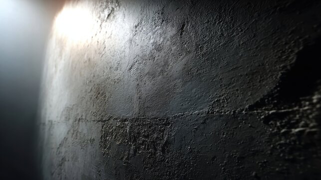 Dramatic dark wall texture with faint light and haze