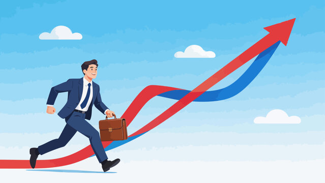 Businessman running with briefcase