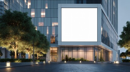 Obraz premium Large blank billboard on modern corporate office building facade