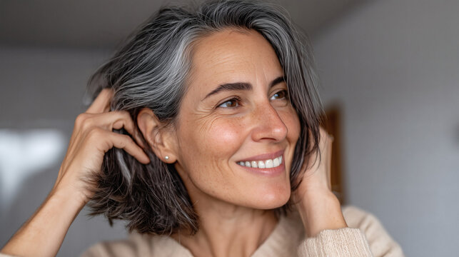 Retrato de mujer con pelo canoso