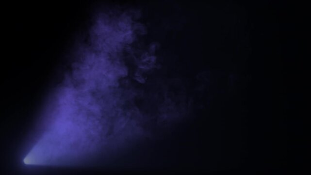 Blue Spotlight Illuminating Smoke Moving Up and Down on Transparent Background Alpha Channel 4K, Realistic Volumetric Light Fog Effect for Cinematic VFX