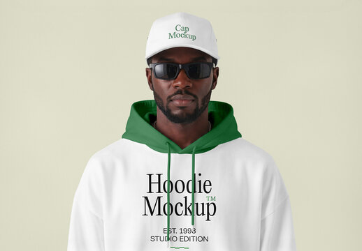 Men in Hoodie Mockup