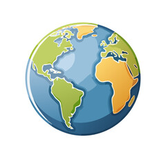 Fototapeta premium Stylized planet Earth illustration with continents in green and yellow