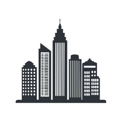 Fototapeta premium Modern skyscraper skyline silhouette in a cityscape for urban development and architecture