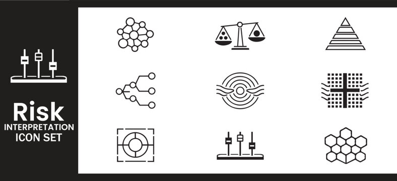 Risk Interpretation and Strategic Decision Process Icon Set