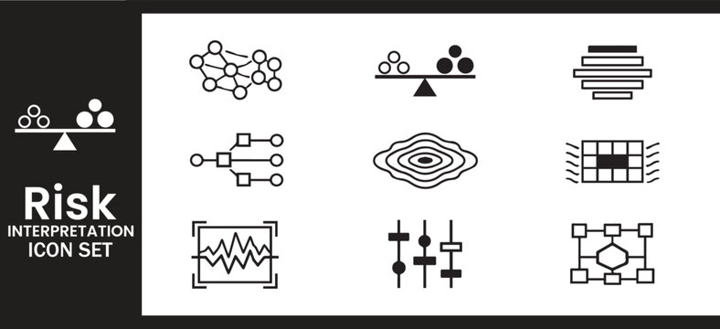 Risk Interpretation and Strategic Data Analysis Process Icon Set
