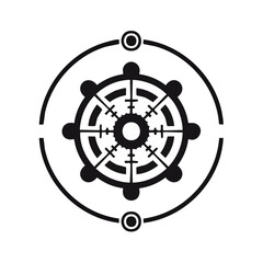Fototapeta premium Abstract Geometric Symbol Circular Target Emblem Concentric Circles and Crosshairs