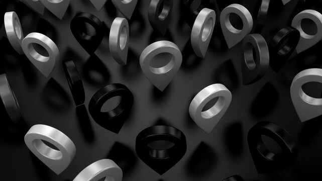 Travel Animation. Black background, loop, 3d rendering, 4k resolution
