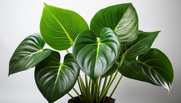 Tropical Anthurium Plant With Lush Green Leaves Isolated On Transparent Background
