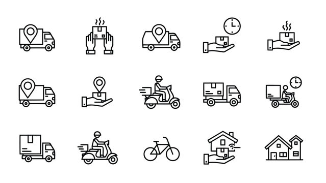 A diverse collection of icons representing various vehicles and transportation modes Vector