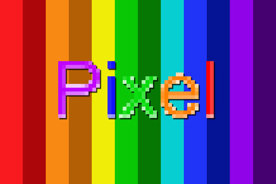"Pixel" color&eacute; fond multicolore