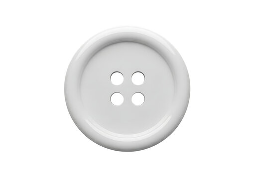 White plastic sewing button isolated on transparent background