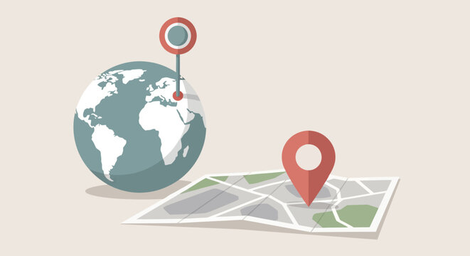 Global navigation concept with 3d earth and map pin