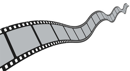Fototapeta premium A winding film strip curves across a white background.