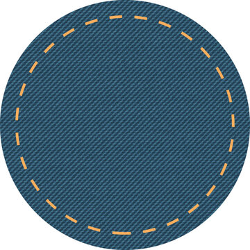 Blue denim design with circle with stitcher.