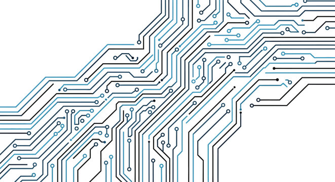 Abstract circuit board pattern with interconnected lines and components displaying a technological aesthetic silhouette high quality professional detailed modern elegant stylish