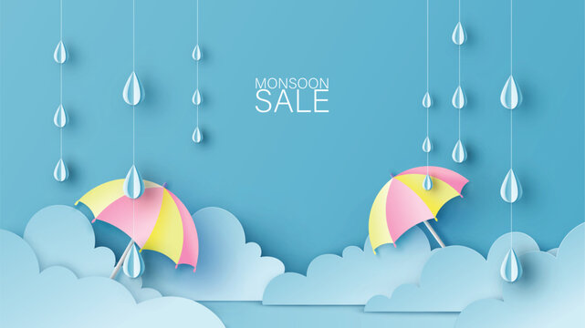 vector illustration of Mansoon sale, rainy day