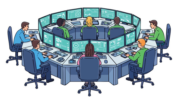 Mission control center rocket vector illustration isolated on transparent background