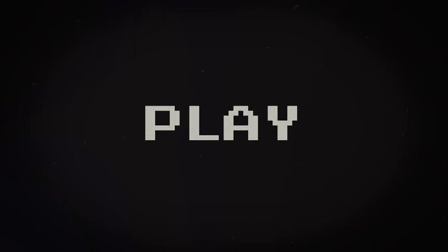 Experience the nostalgic charm of a classic 'PLAY' prompt on a dark, static-filled retro video player screen, evoking vintage media and old-school entertainment aesthetics