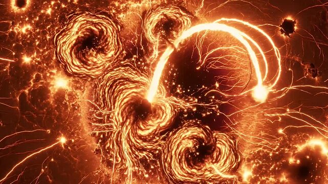 Solar flare and coronal loops erupting from sun's surface in space