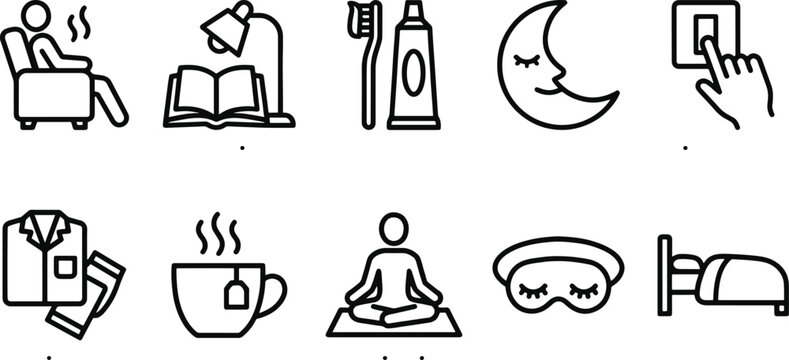 Icons for sleep and bedtime routine