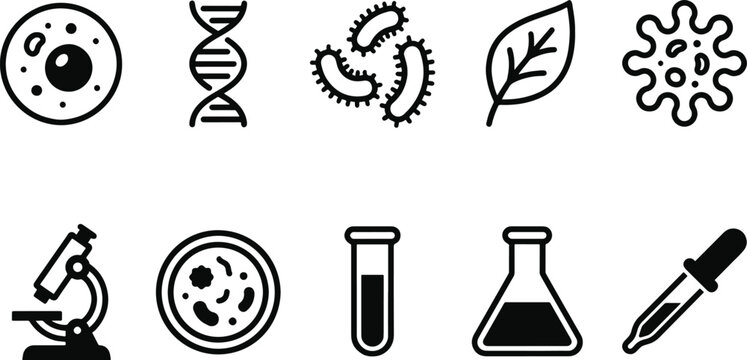 Collection of biology and microbiology icons