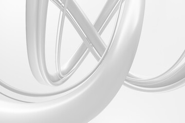 Abstract white ribbon tubes and loops with glossy curved surfaces for modern background and minimal design .3d render © VERSUSstudio