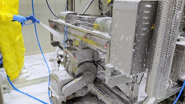 Professional Acidic Foam Cleaning of Tofu Production Equipment in Food Factory
