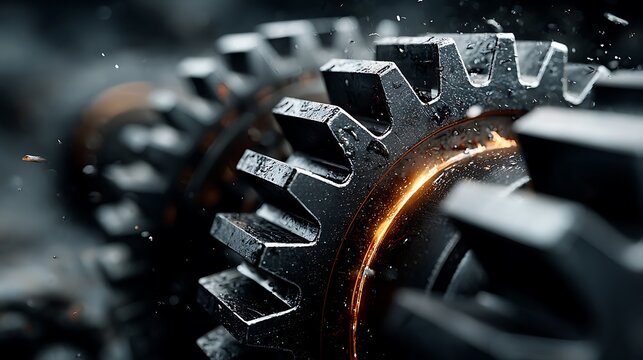 Abstract gear mechanism technology background with metal cogs pictures