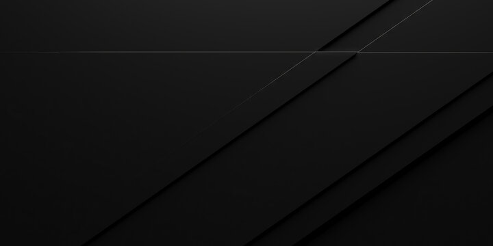 Black diagonal layered geometric background with subtle lines and shadows for sleek modern wallpaper header banner and corporate design use .3d render
