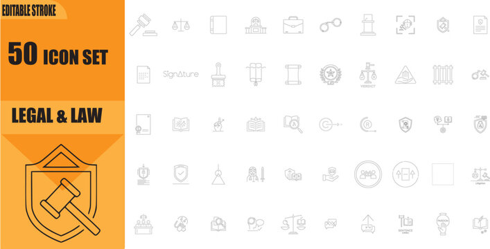 Legal and law icons set collection.