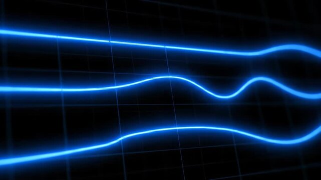 A bright blue line forms a waveform on a dark grid. This represents a dynamic signal or data stream.