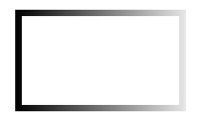 Obraz premium Minimal modern frame overlay with fading transparent and black gray gradient rectangle border on isolated background for photo editing template design clean empty layout