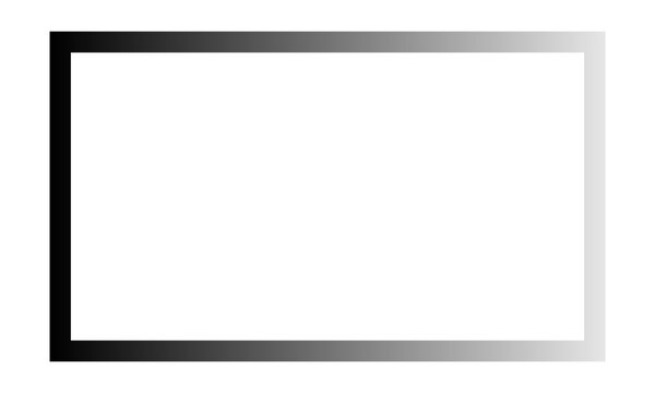 Minimal modern frame overlay with fading transparent and black gray gradient rectangle border on isolated background for photo editing template design clean empty layout
