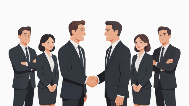 Business people in suits shaking hands