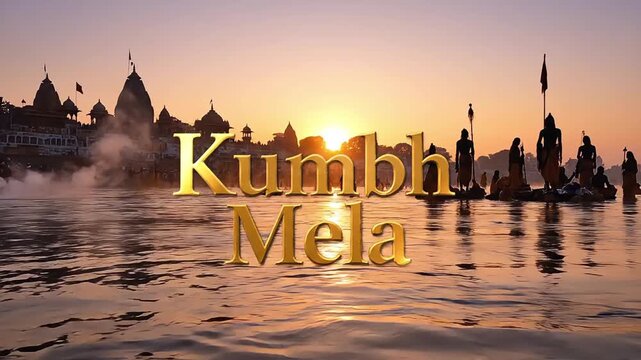 Kumbh Mela Cultural Typography on Neutral Background