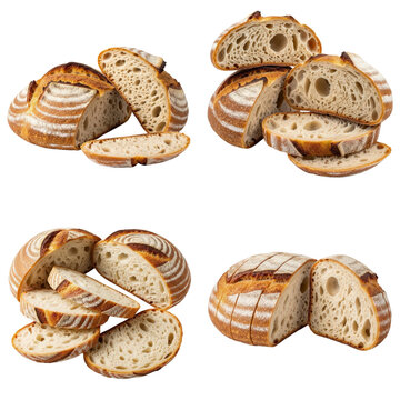 Sourdough bread loaves and slices