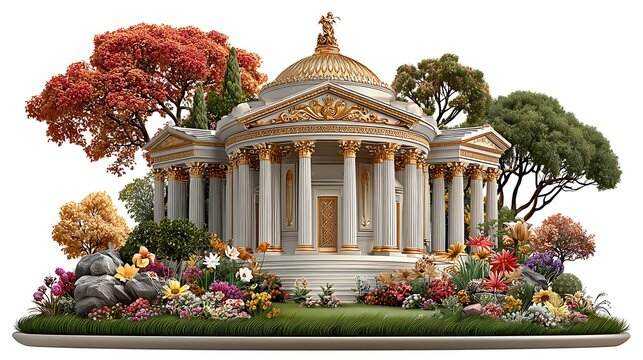 Majestic greek temple floating island concept art high resolution picture