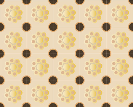 Ceramic tiles for walls with a beige base and inlaid with interlocking brown rings