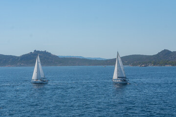 Fototapeta premium Sailboats on Open Sea