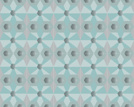 Wall tiles in hexagonal geometric shapes and turquoise shades