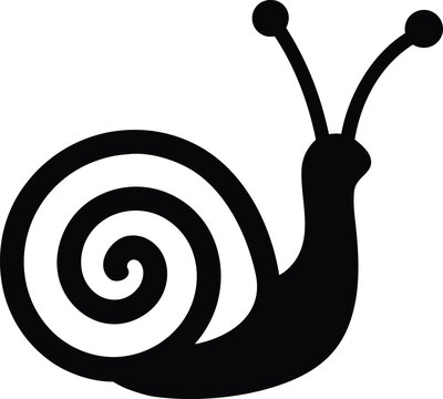 a snail with coiled shell and antennae the entire image silhouette vector illustration on transparent background