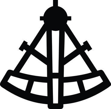 a sextant with arc and sighting mirrors the entire image silhouette vector illustration on transparent background
