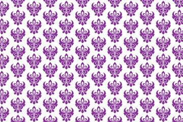 Seamless purple fleur de lis pattern with royal ornamental motif © Emonahmed