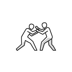 Fototapeta premium Two stick figures wrestling in a competitive match 