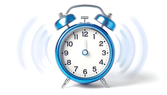 blue alarm clock isolated on white