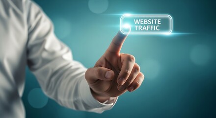 Obraz premium Businessperson selecting website traffic virtual interface concept