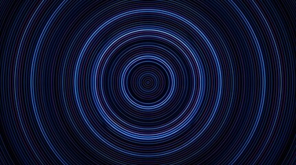 Obraz premium Futuristic neon blue concentric circles background with glowing digital line patterns
