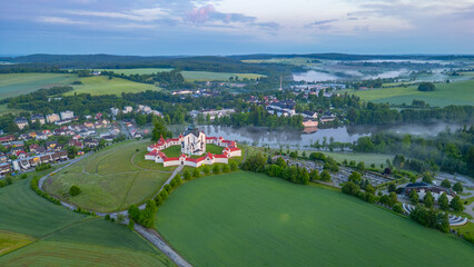 Obraz premium Sunrise view of Pilgrimage Church of St. John of Nepomuk on Zele