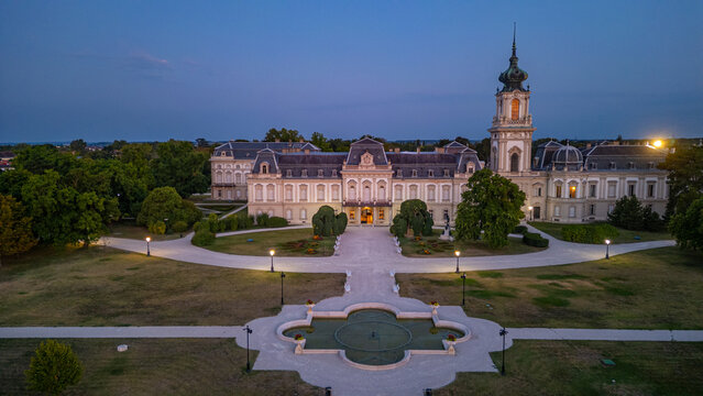 Panorama view of Festetics Palace at Keszthely in Hungary during